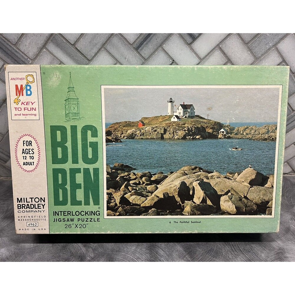 Big Ben Jigsaw Puzzle 1000 Pieces “The Faithful Sentinel” Complete 1968 MB Vtg